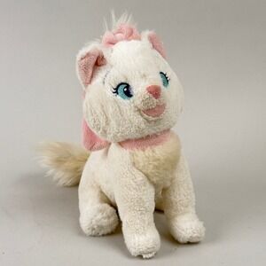 Disney Marie Plush Toy Kids 7" White Pink Bows Cat Soft